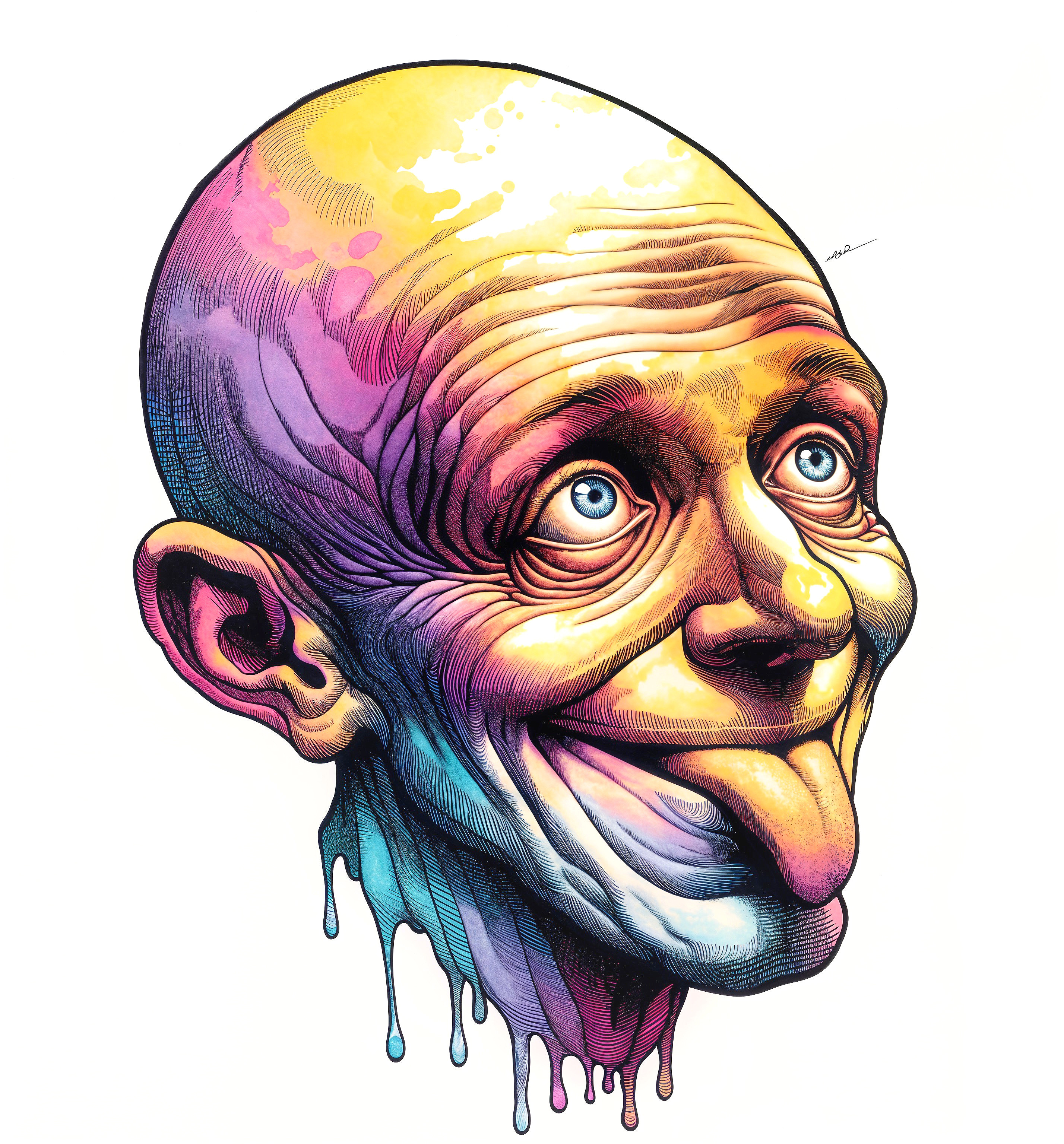 Oversized Whimsical Head with Exaggerated Features