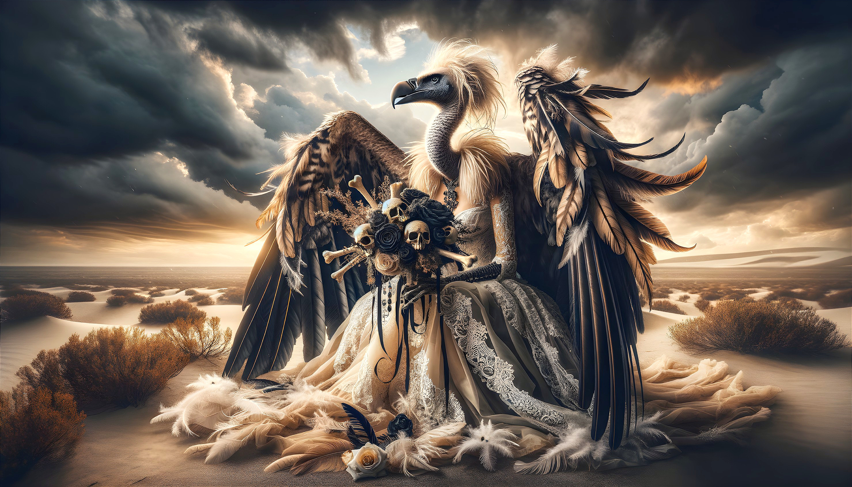 Surreal Creature with Human and Vulture Features