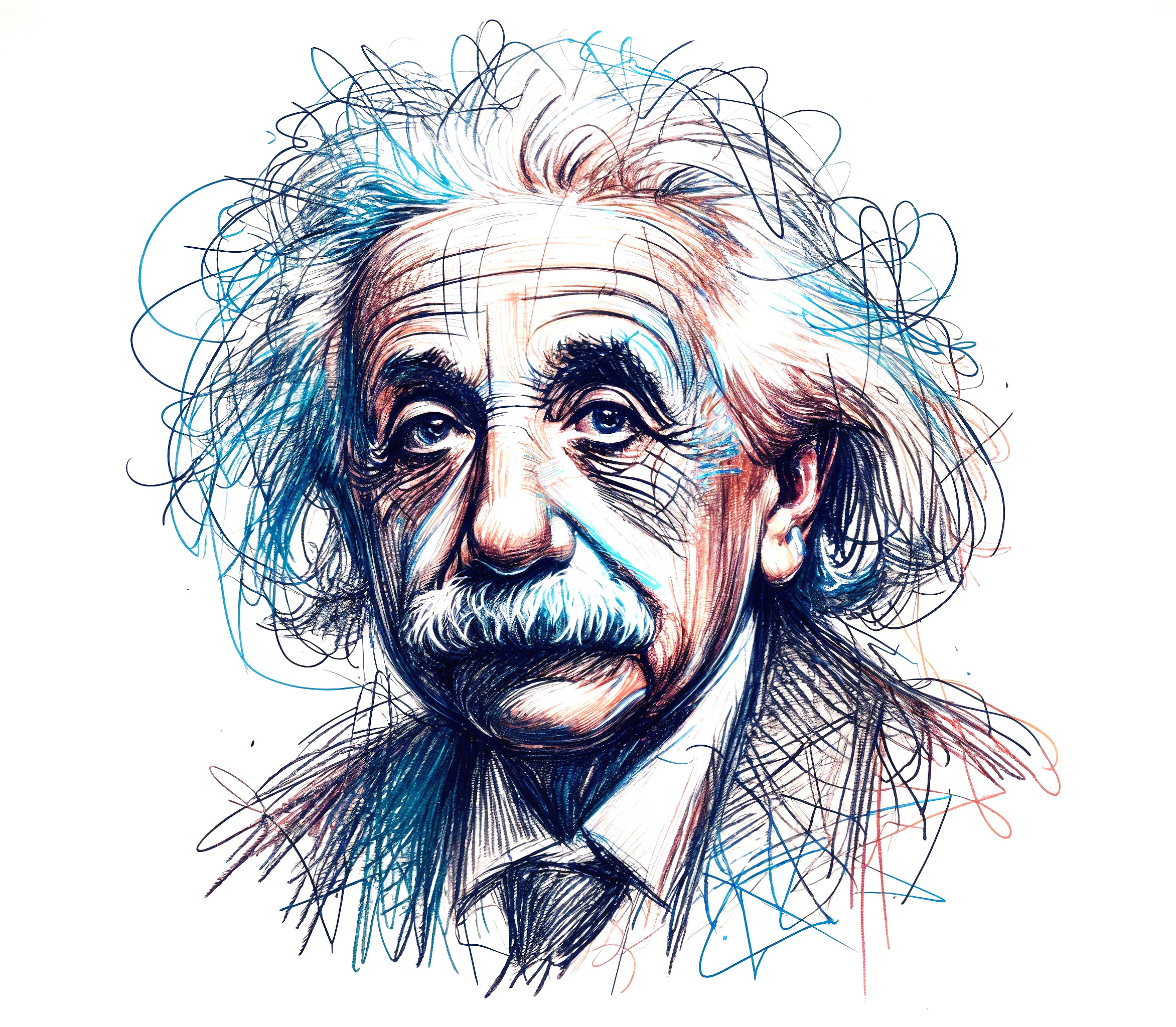 Artistic Illustration of a Thoughtful Man with White Hair