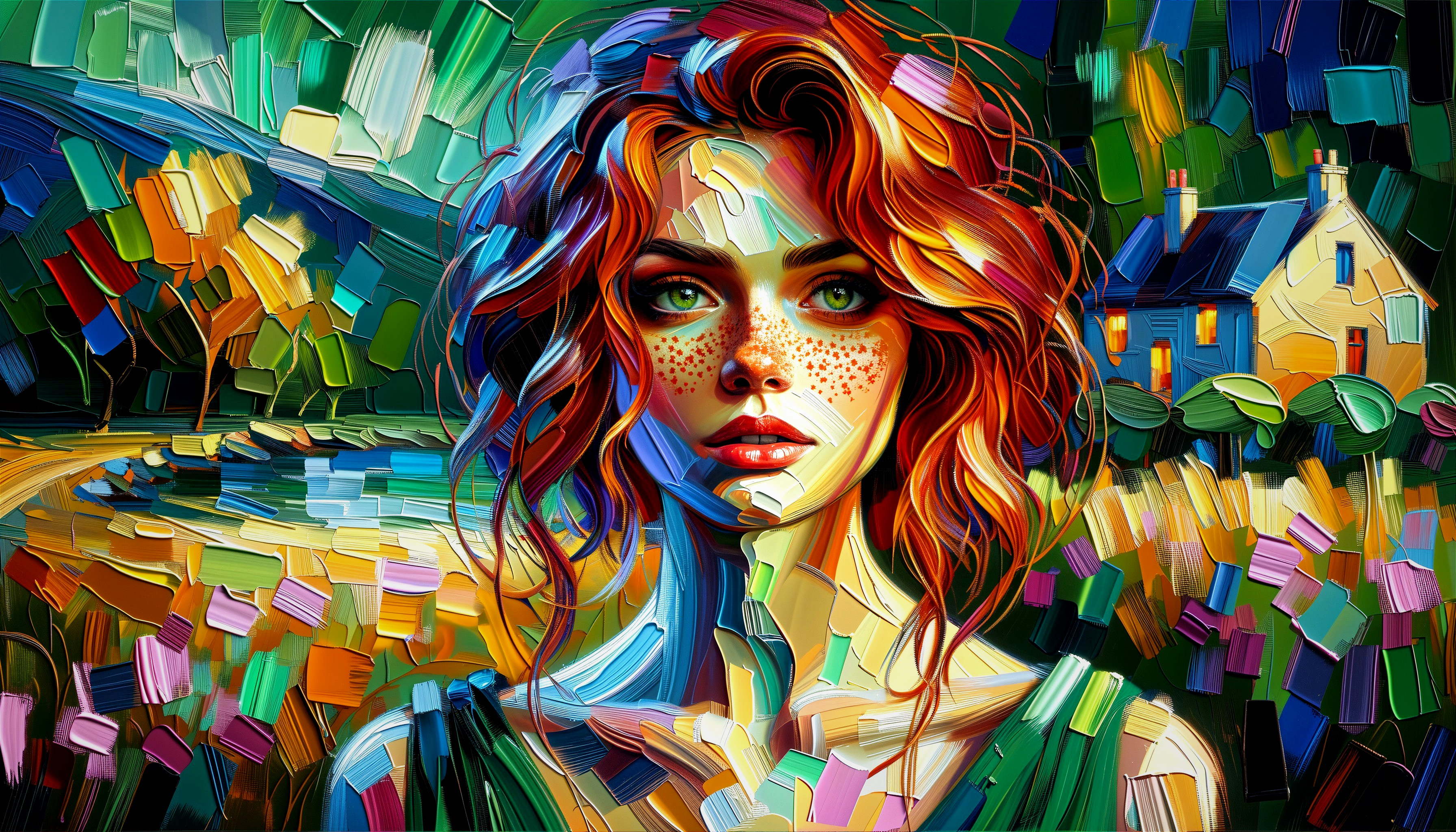 Vibrant Impressionistic Portrait of a Young Woman