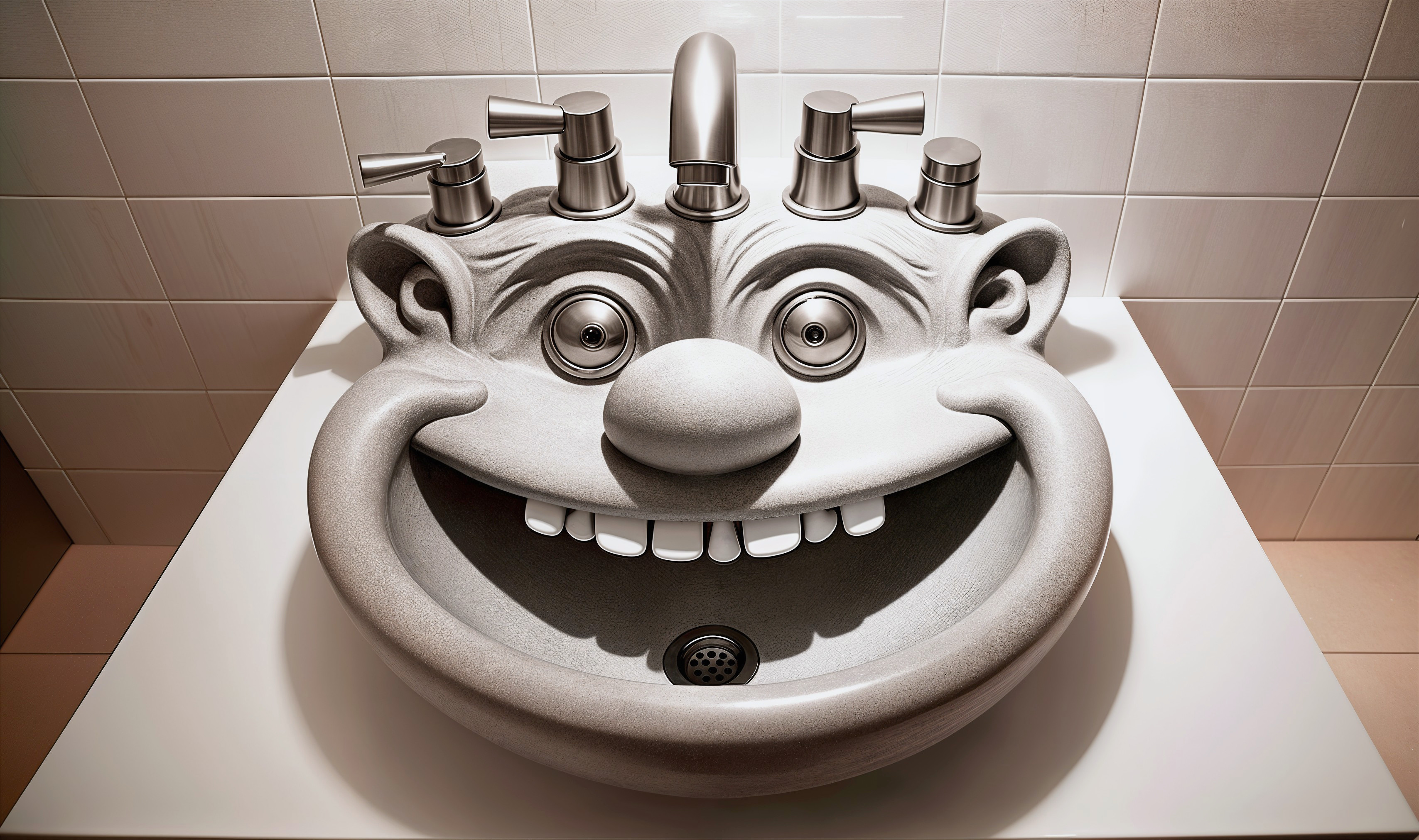 Whimsical Cartoon Character Sink Design Description