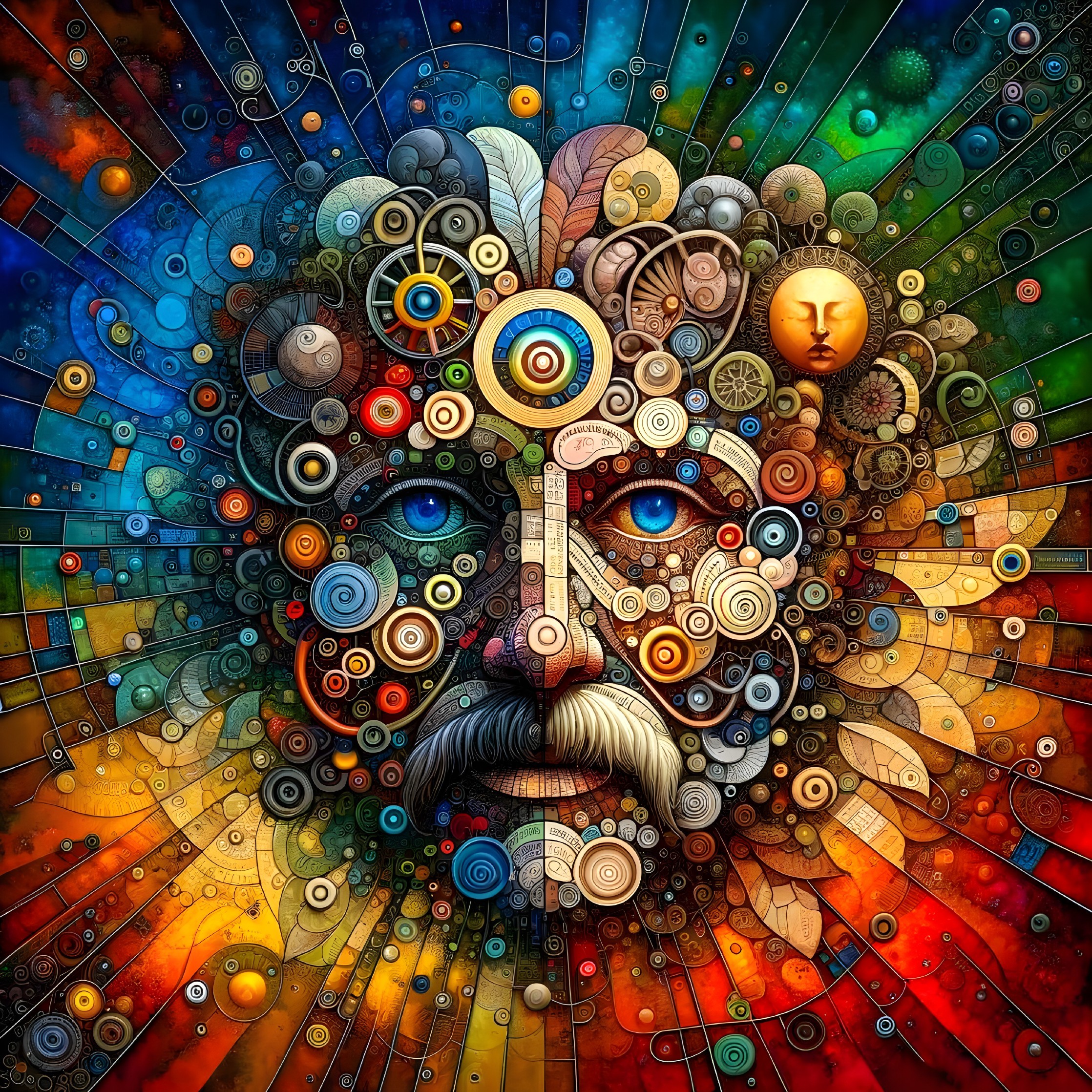 Abstract Colorful Portrait with Geometric Patterns