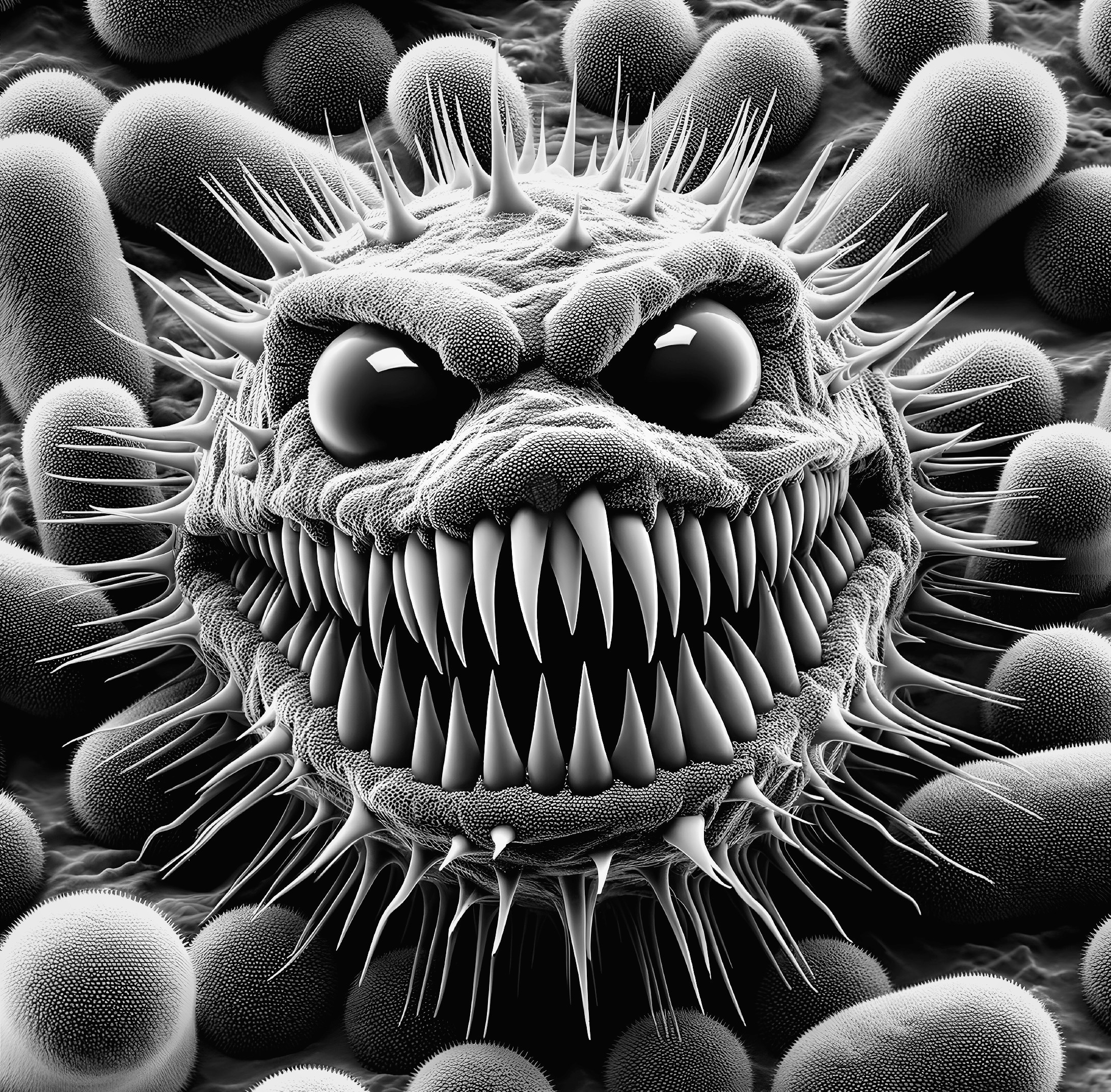 Detailed Depiction of a Menacing Virus or Bacterium