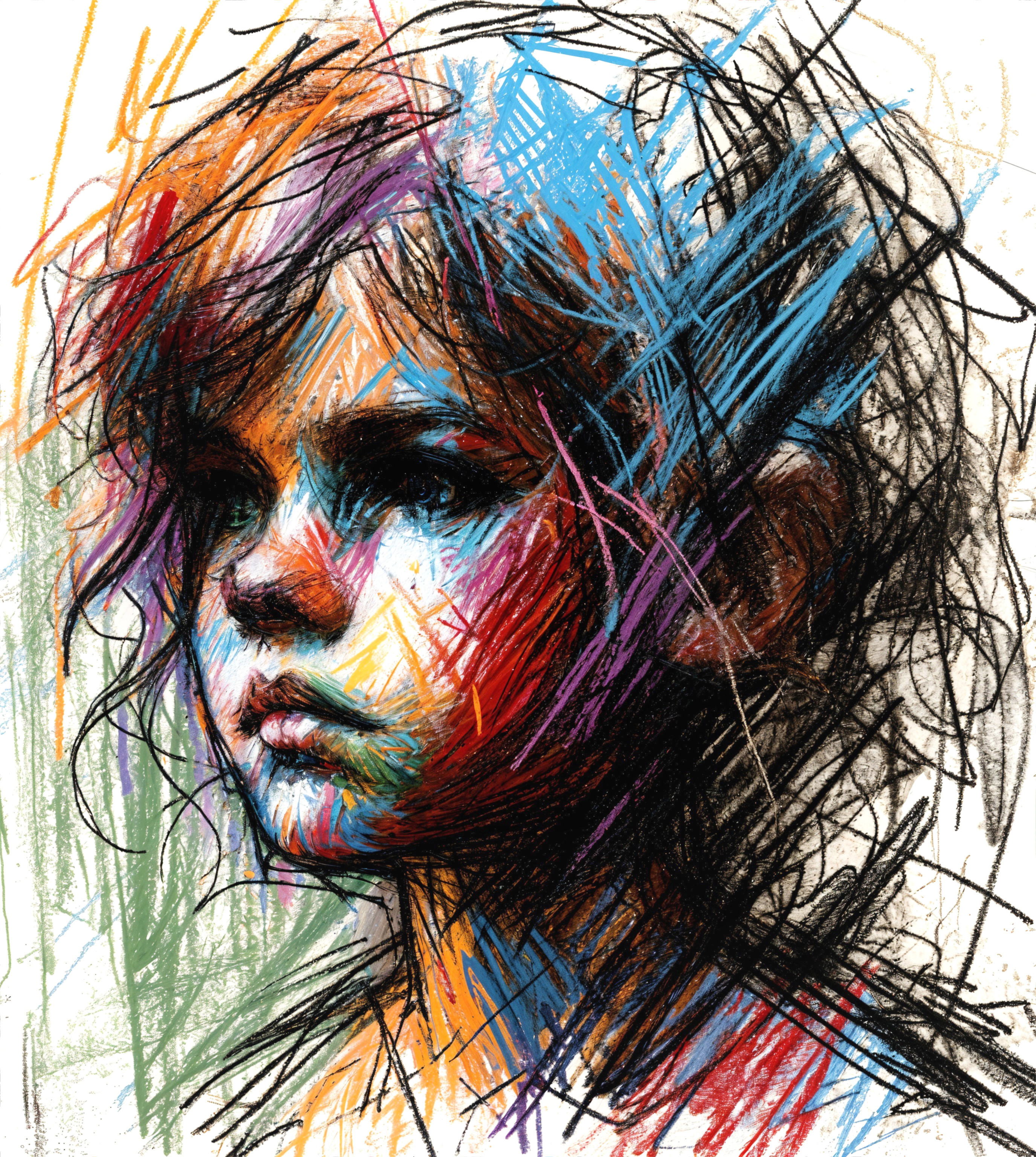 Vibrant Portrait of a Young Girl with Expressive Features