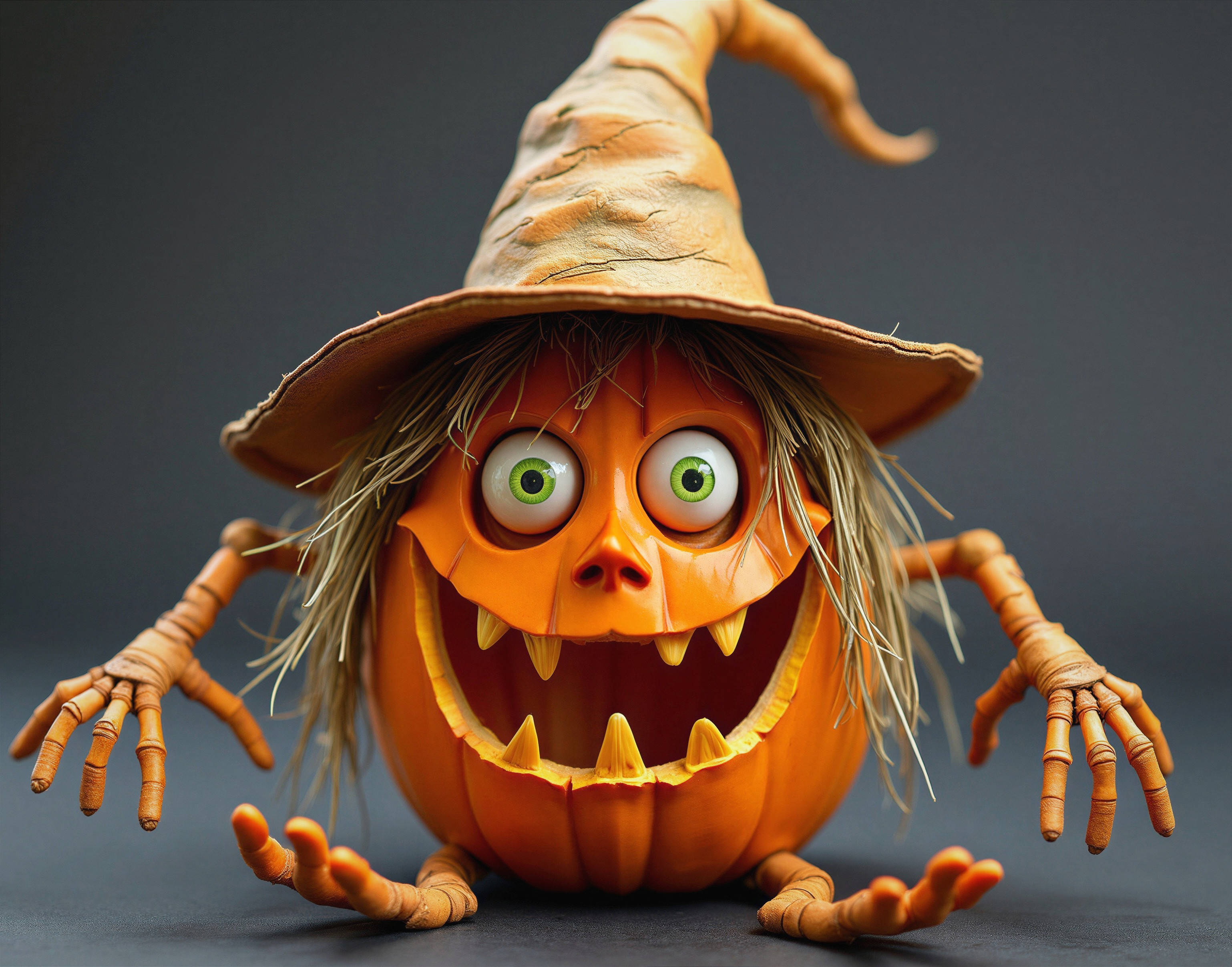 Cartoonish Pumpkin Character with Playful Features