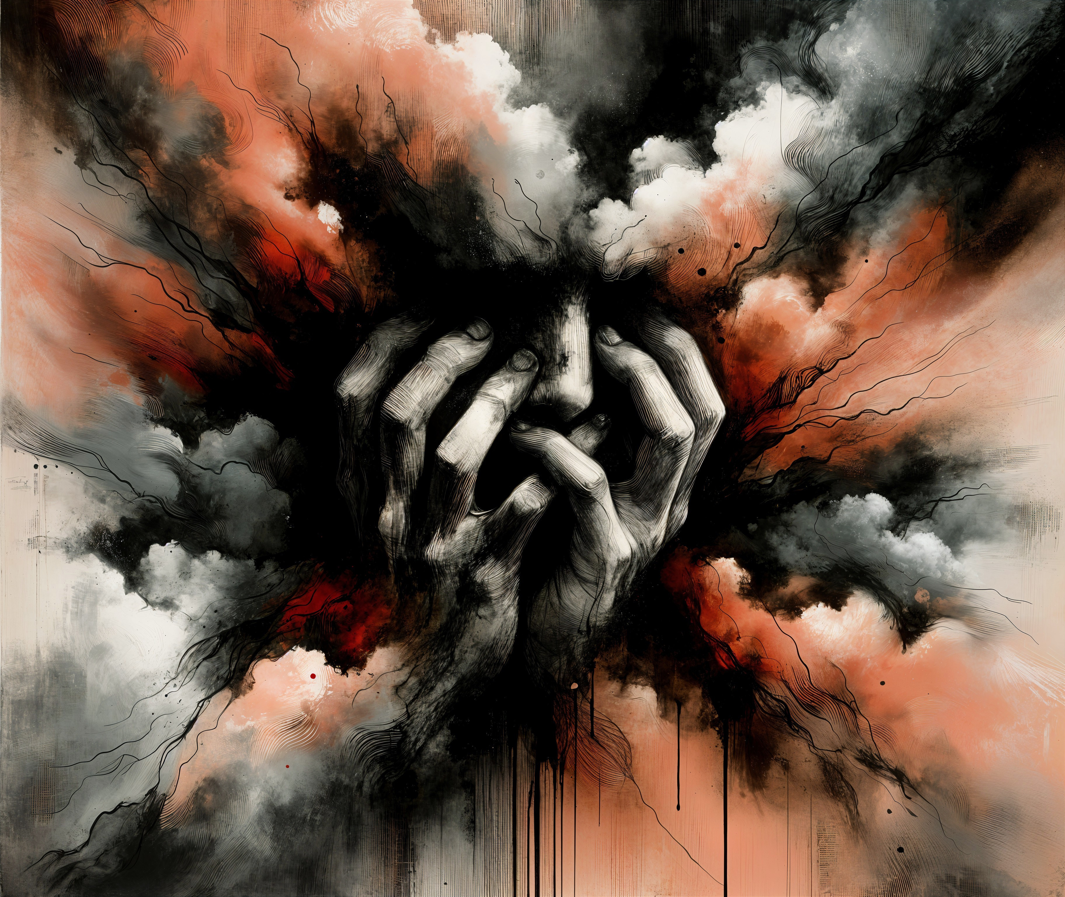 Emotional Turmoil Depicted with Dark Swirling Clouds