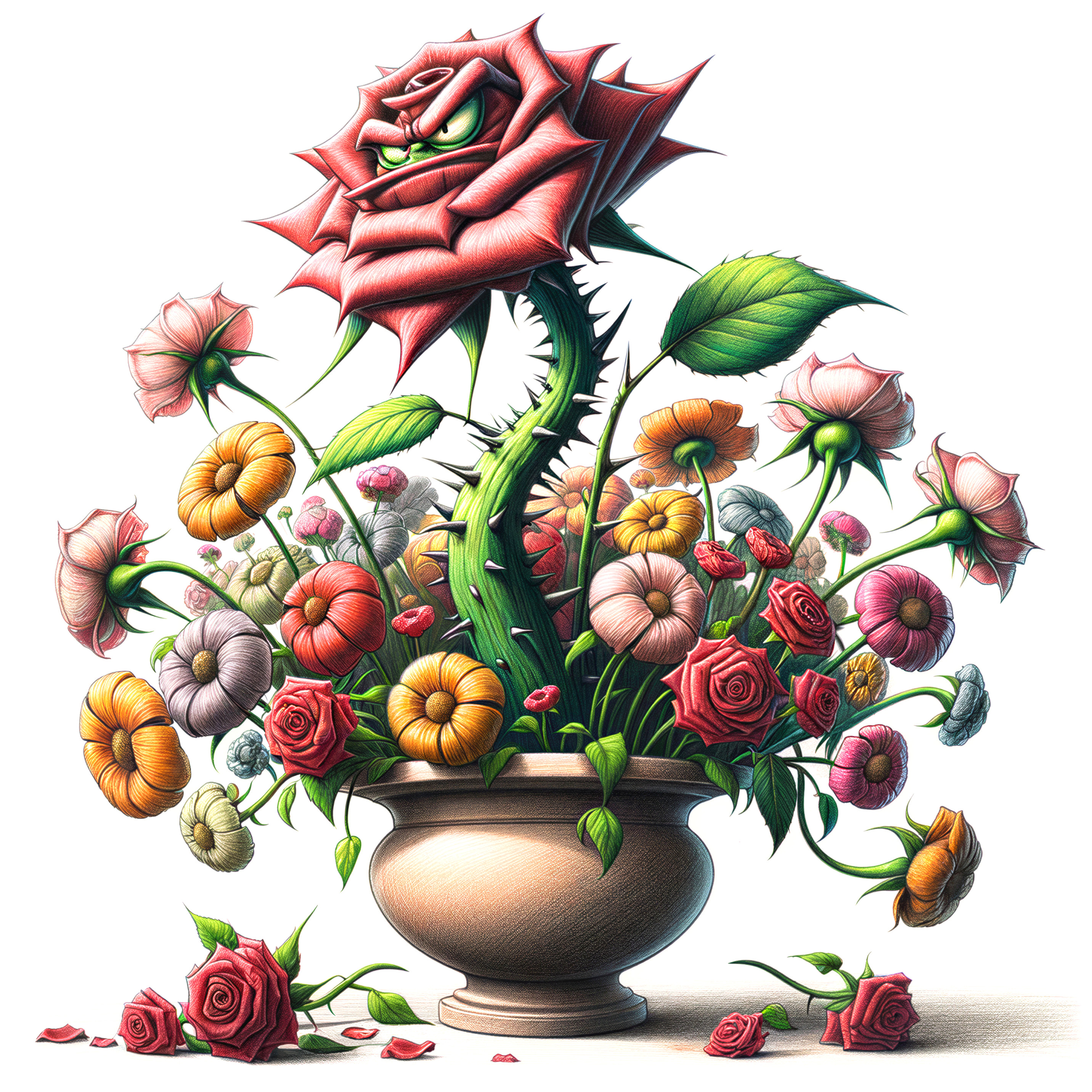 Vibrant Bouquet in Terracotta Pot with Red Rose