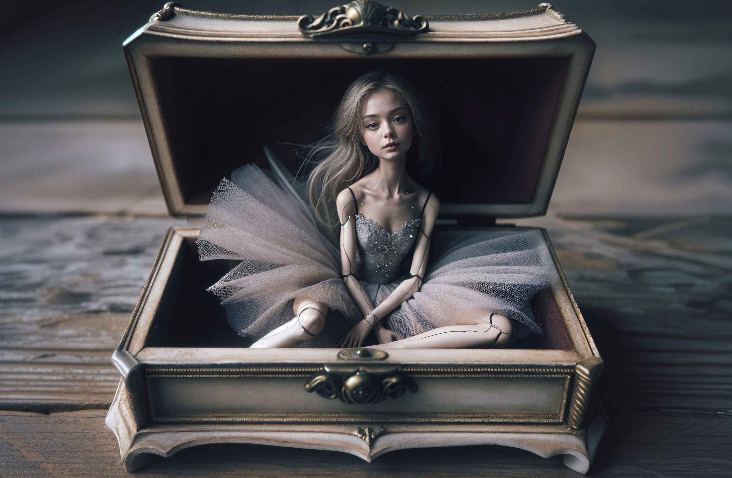 Elegant Jewelry Box with Ballerina Doll Displayed