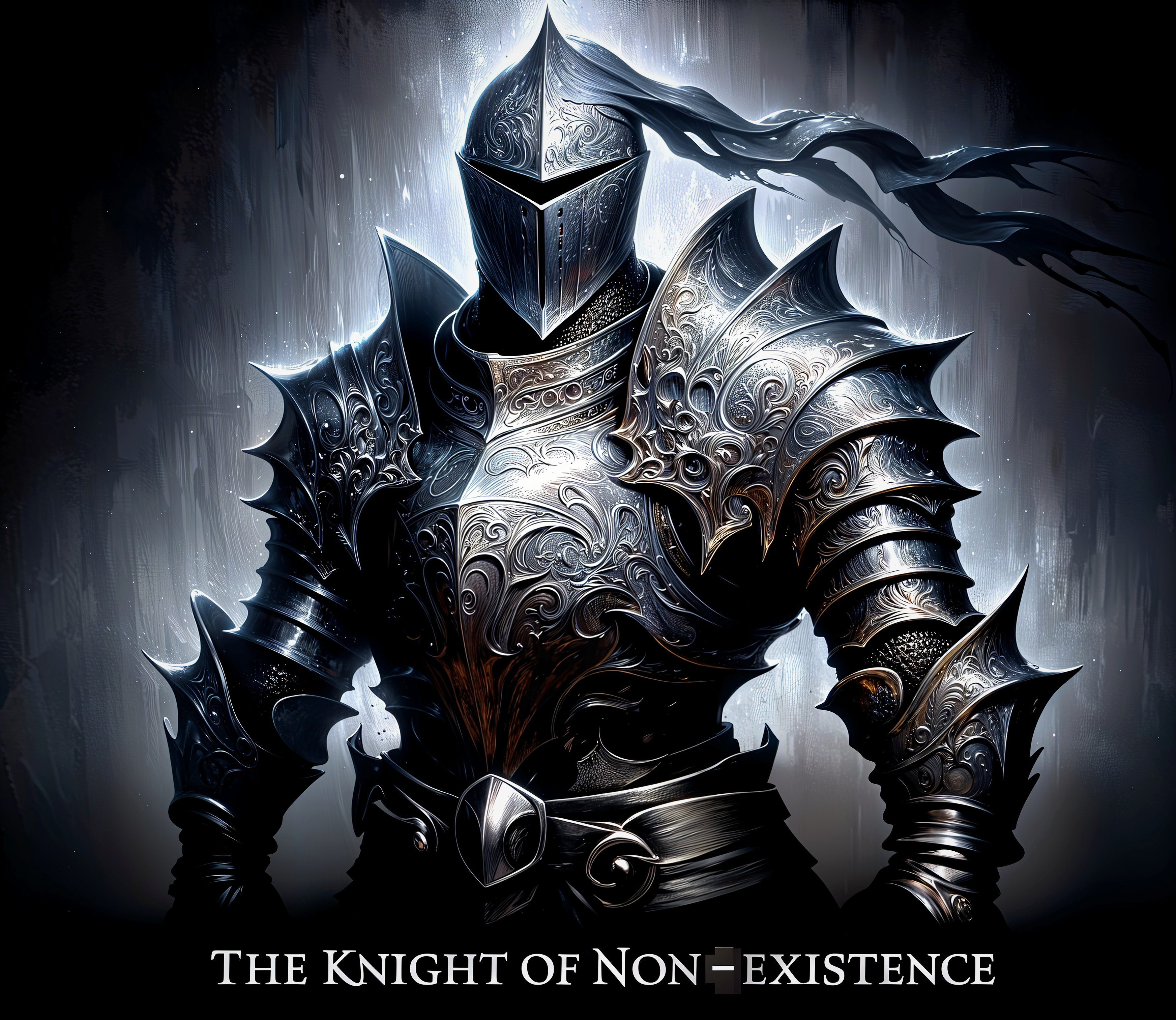 Knight in Detailed Armor Against Dark Backdrop