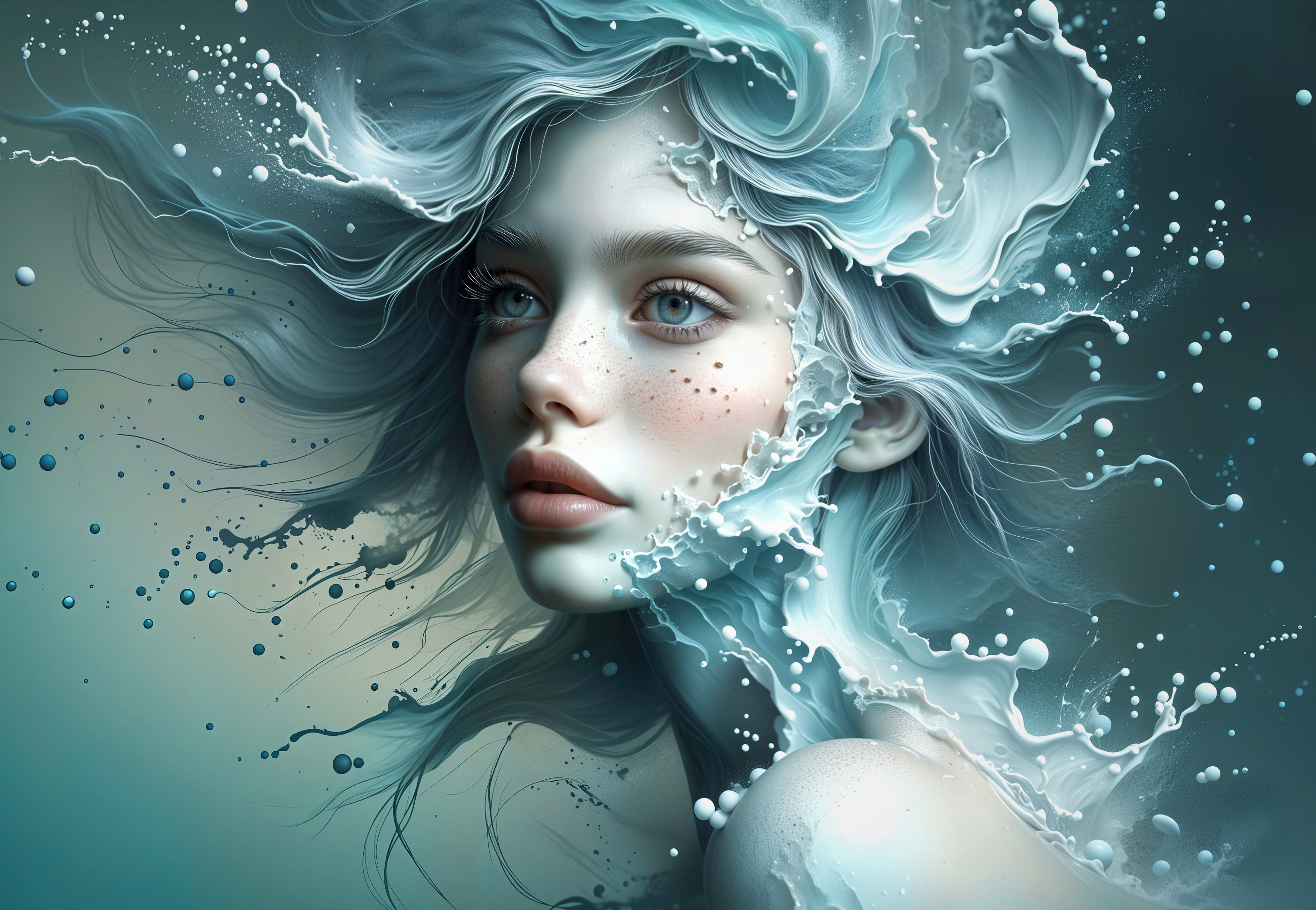 Surreal Portrait of a Young Woman with Ethereal Hair
