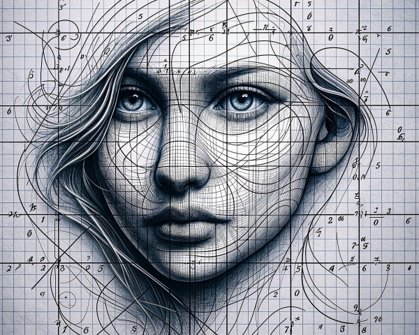 Portrait of a Young Woman with Geometric Patterns