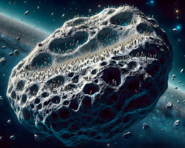 Colossal Asteroid in Cosmic Landscape with Explorers