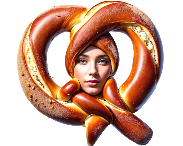 Surreal Image of Woman's Face in Twisted Pretzel Shape