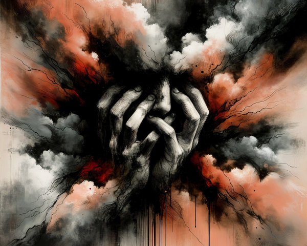 Emotional Turmoil Depicted with Dark Swirling Clouds