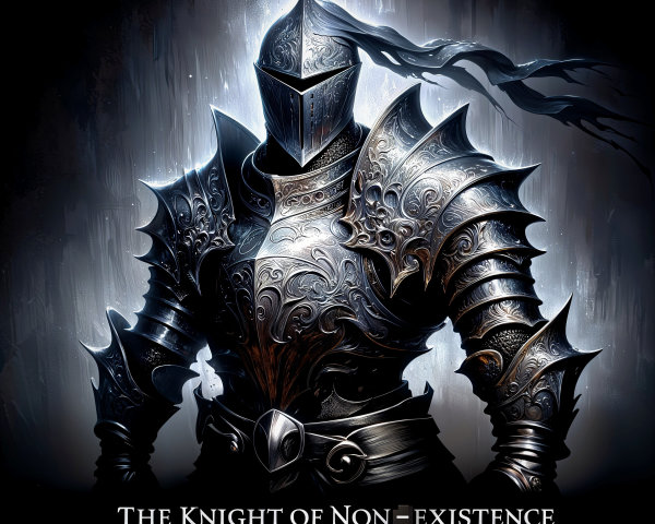 Knight in Detailed Armor Against Dark Backdrop