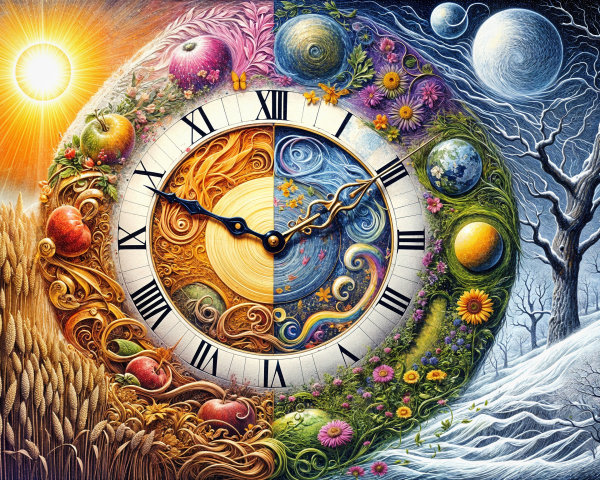 Vibrant Seasonal Clock Illustrating Yearly Changes