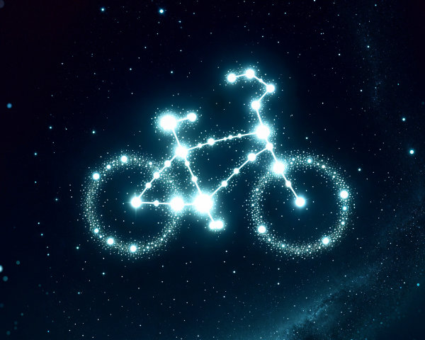 Bicycle Design with Glowing Dots on Starry Background