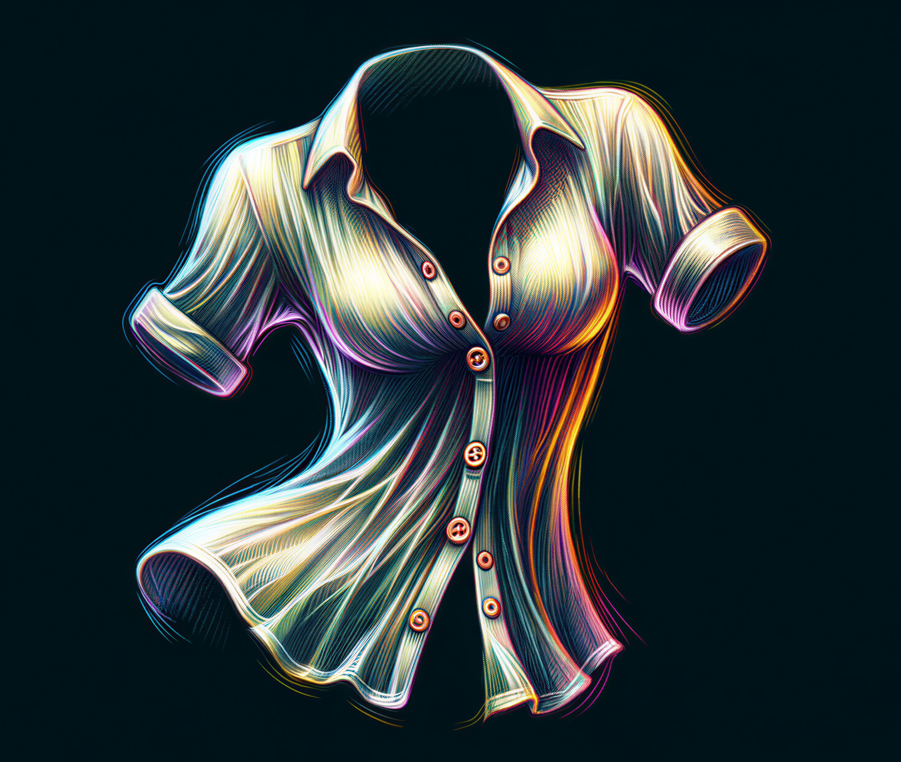 Abstract Design of a Colorful Button-Up Shirt