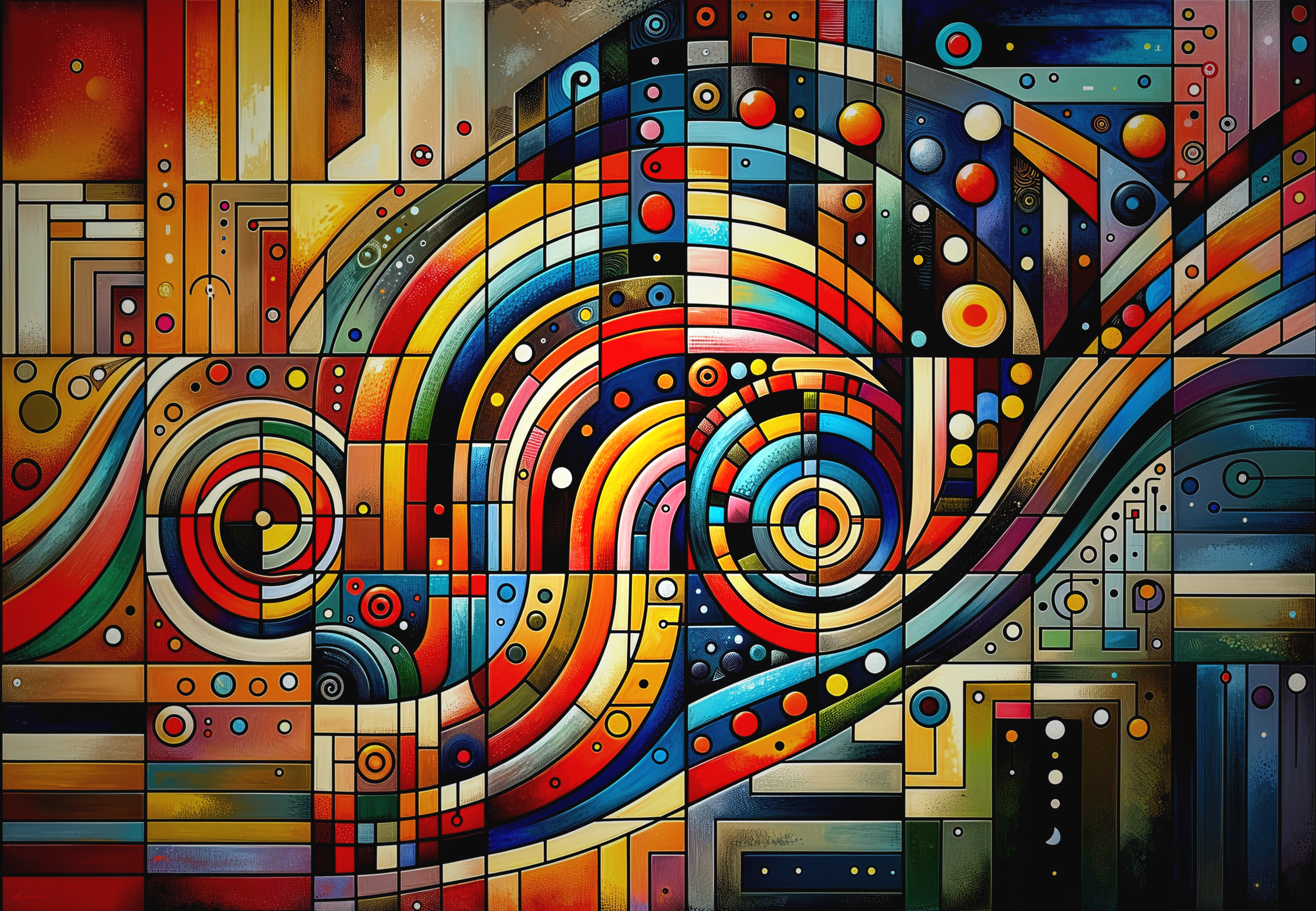 Abstract Composition of Vivid Colors and Shapes
