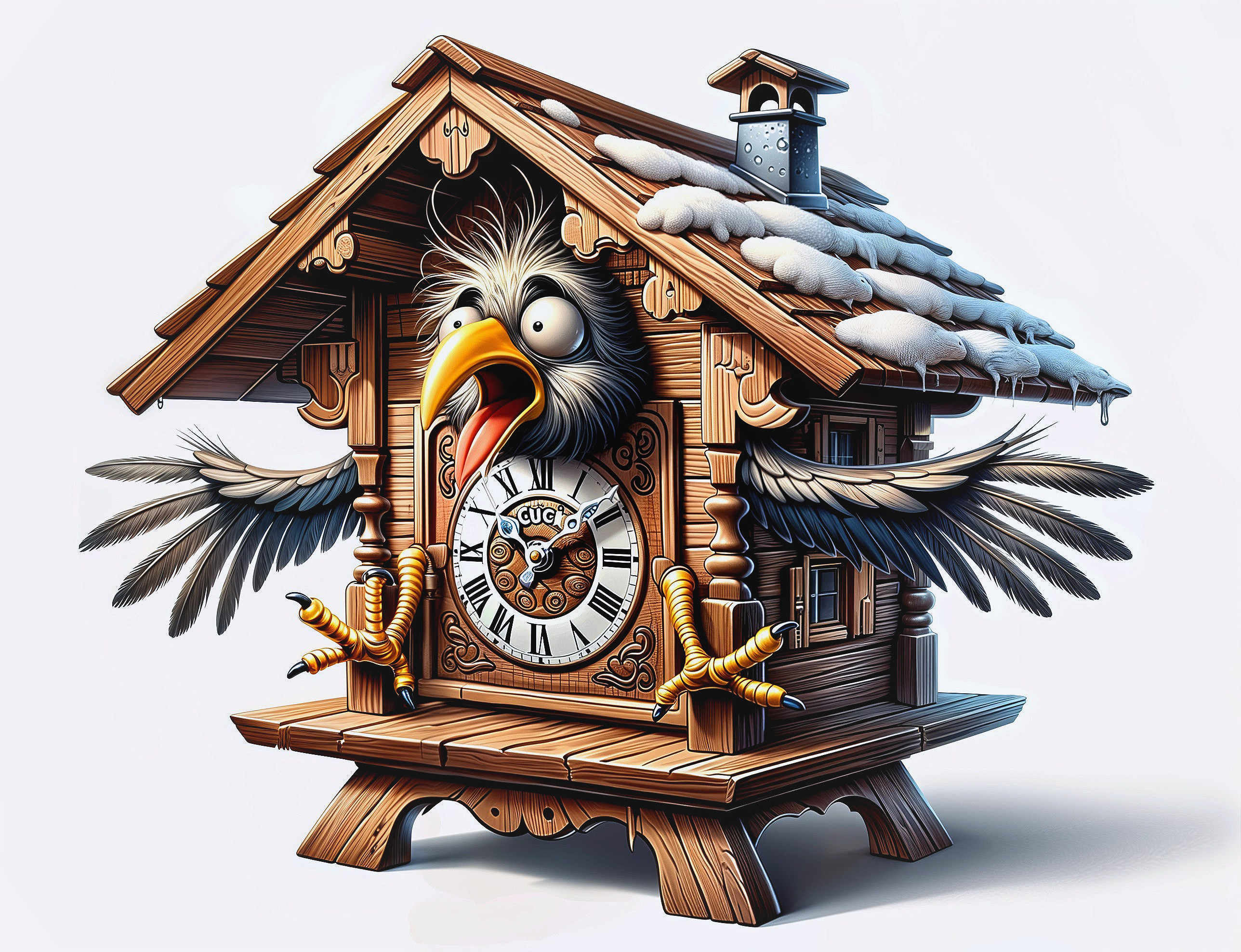 Whimsical Cuckoo Clock with Cartoon Bird Design