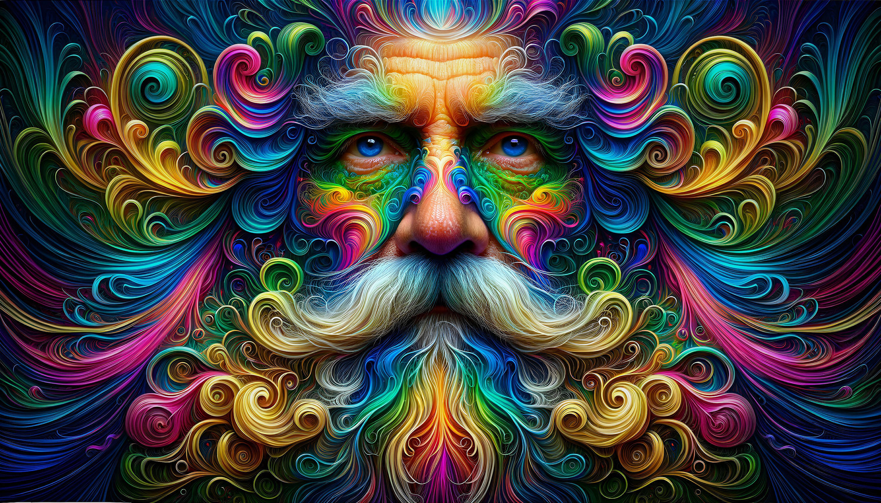 Vibrant Abstract Portrait of an Elderly Man