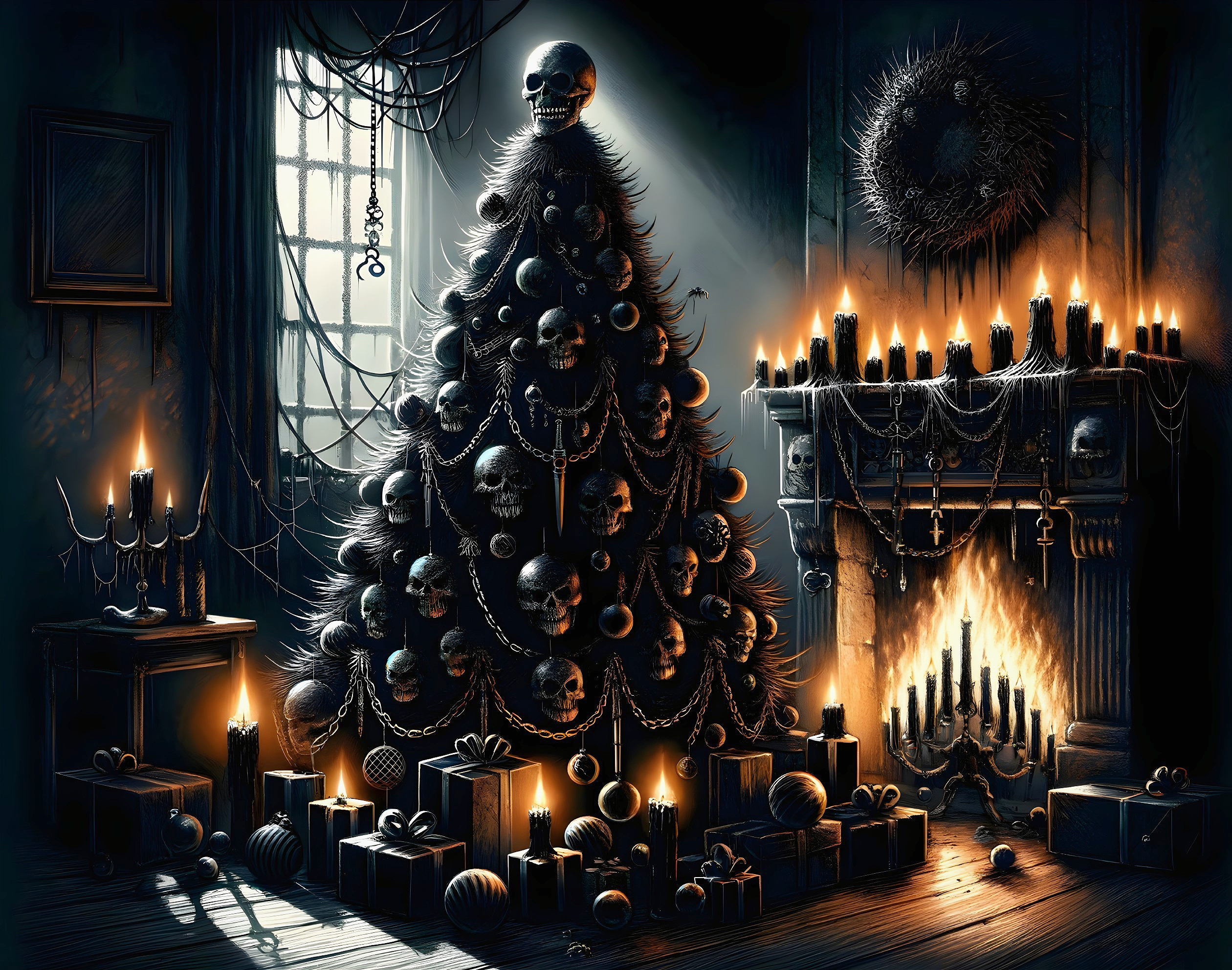 Sinister Christmas Tree and Eerie Holiday Decor