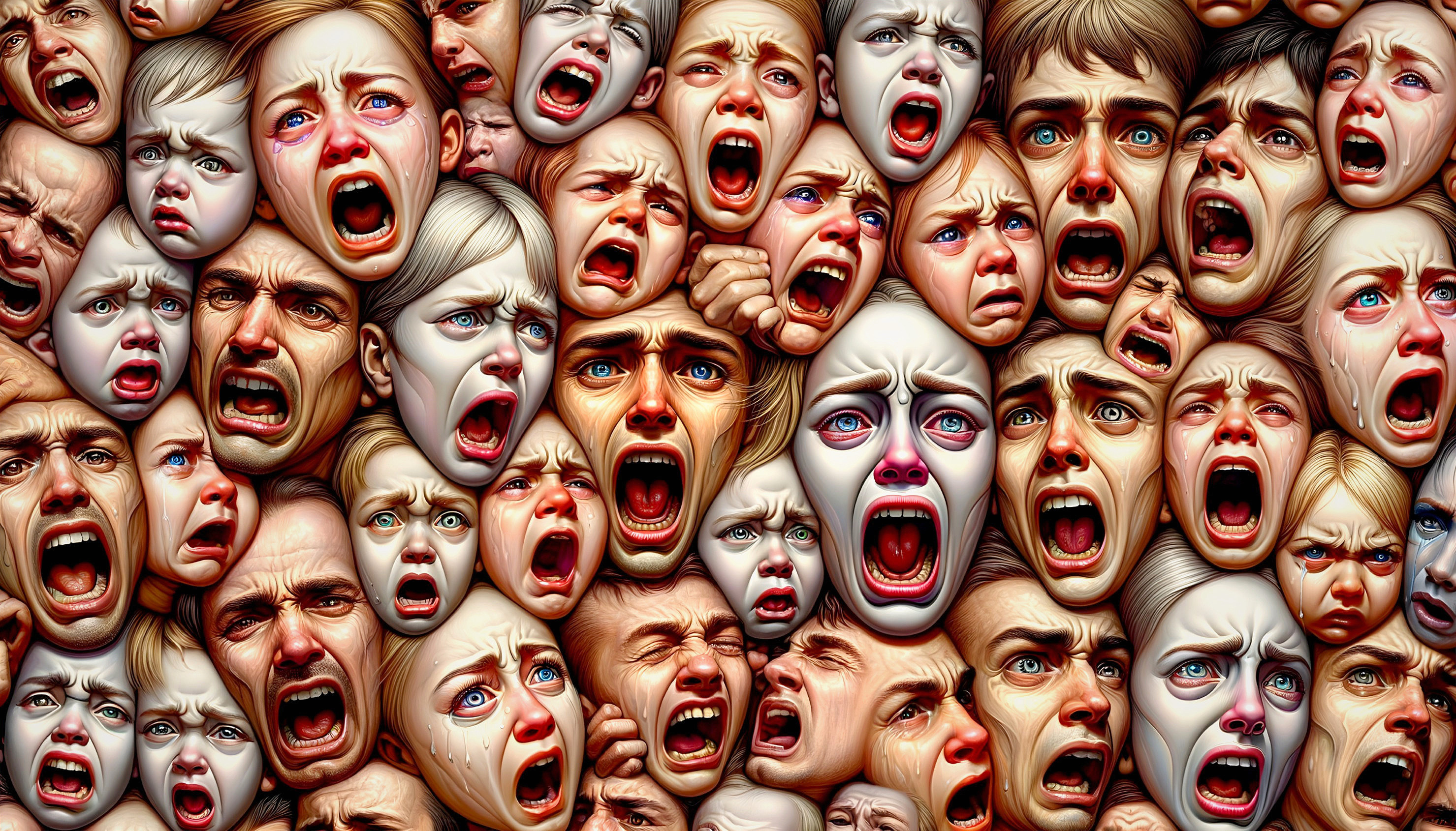 Collage of Faces Showcasing Intense Emotions