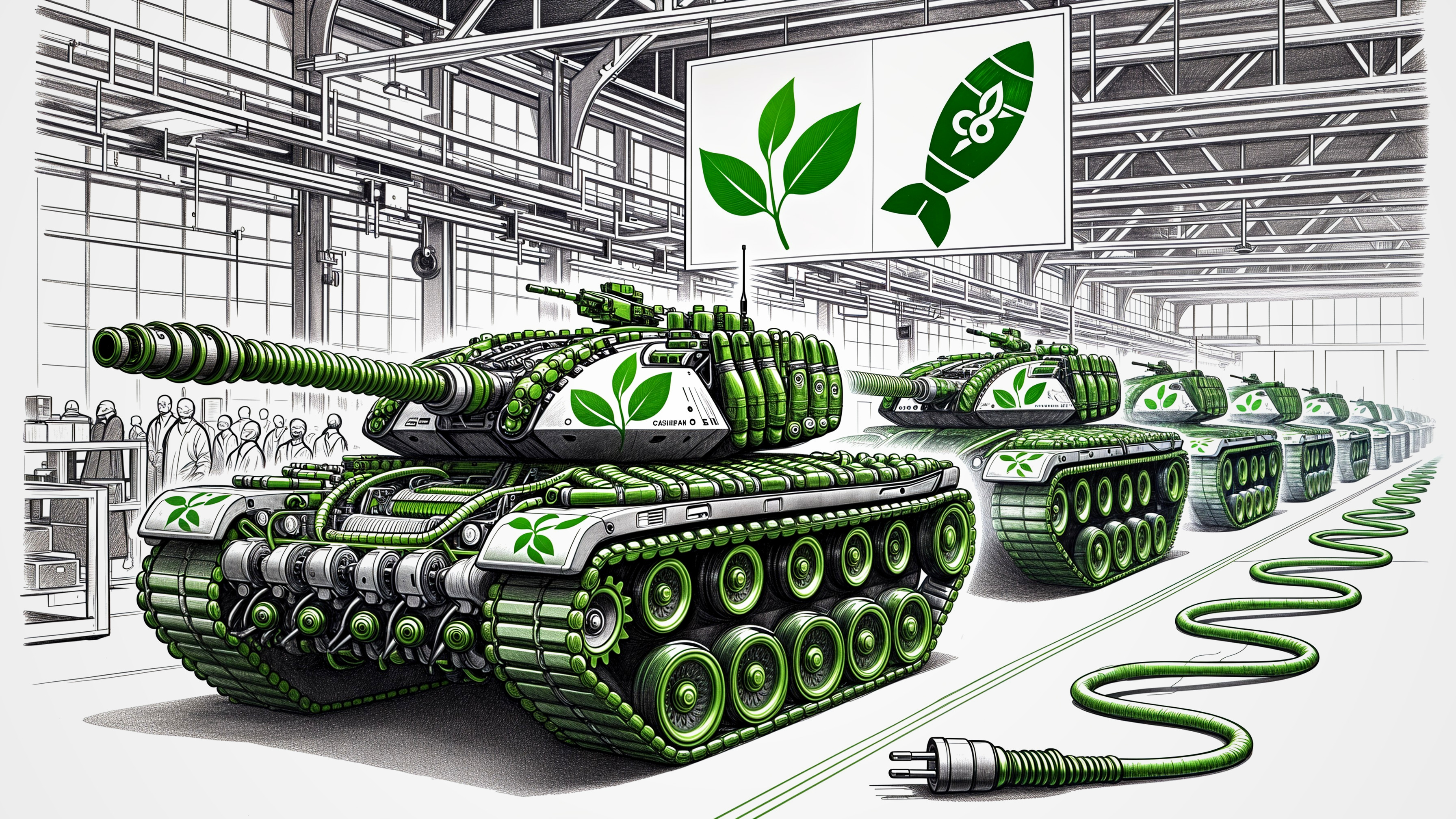 Futuristic Eco-Friendly Tank Assembly Line Environment