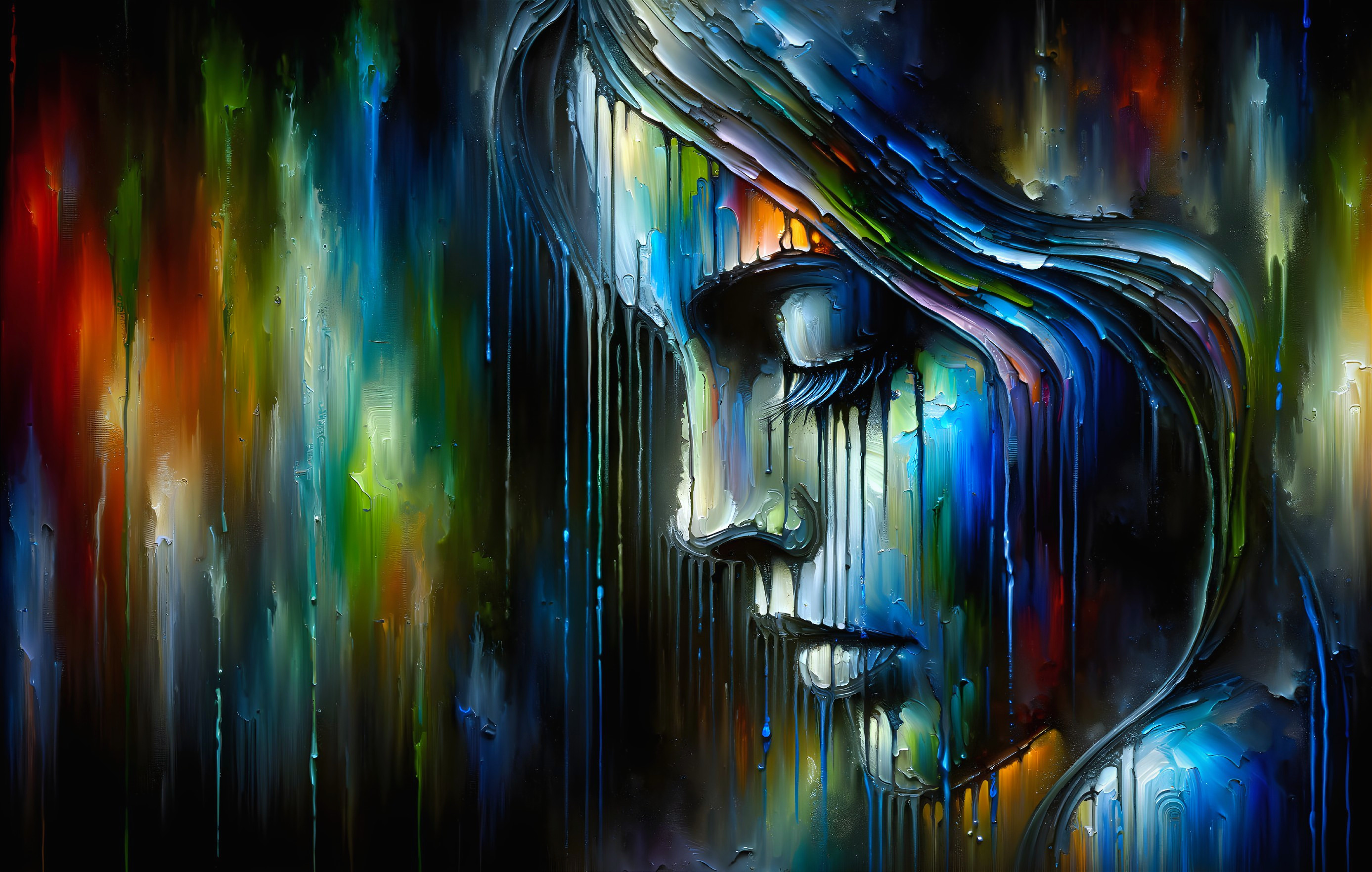 Vibrant Colorful Profile of a Woman's Face