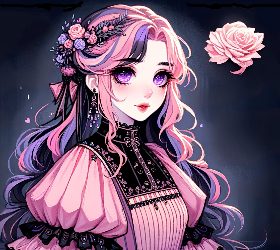 Young woman with pastel hair and floral hairpiece