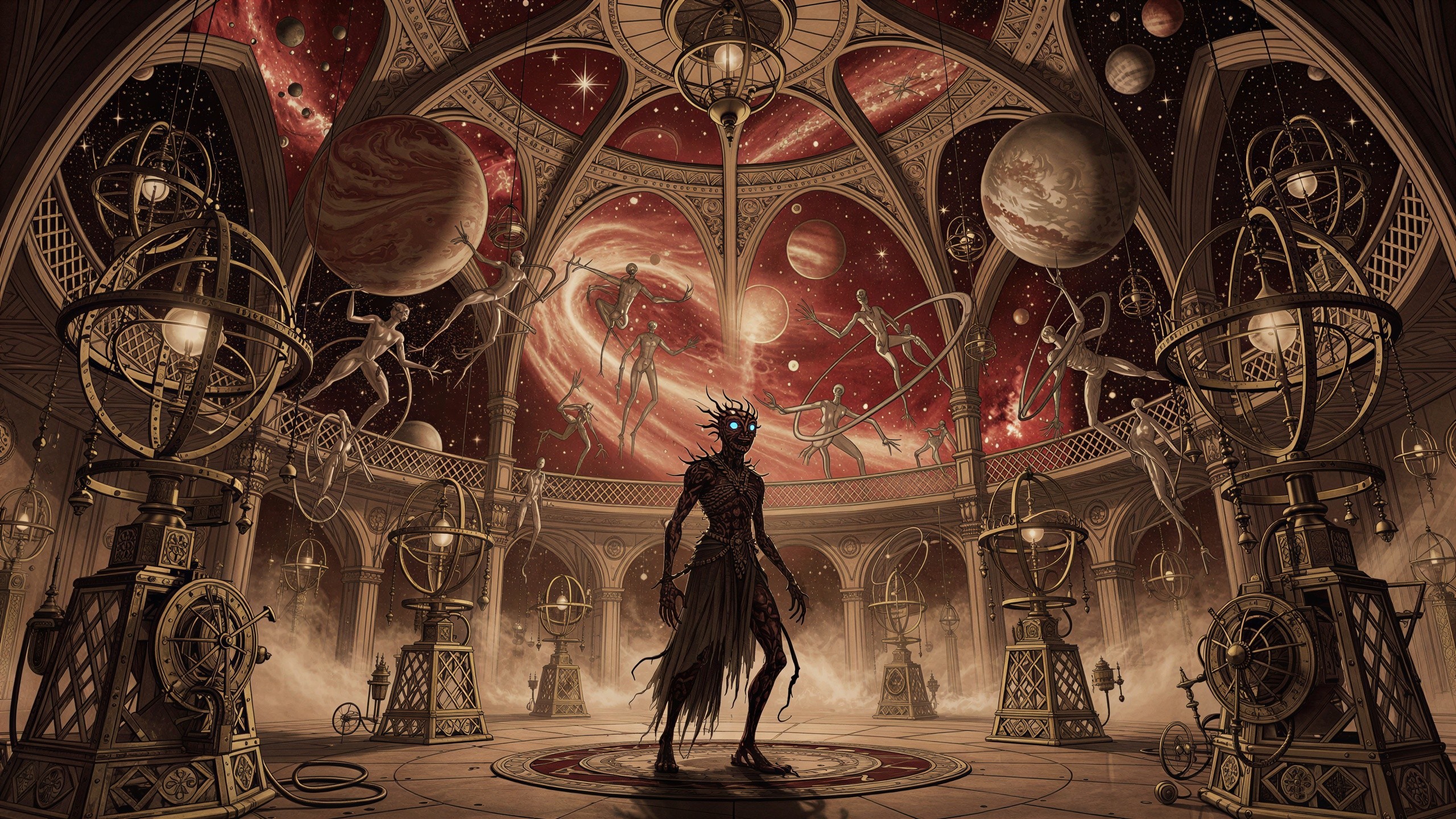 Dark Fantasy Steampunk Observatory with Alien Elements