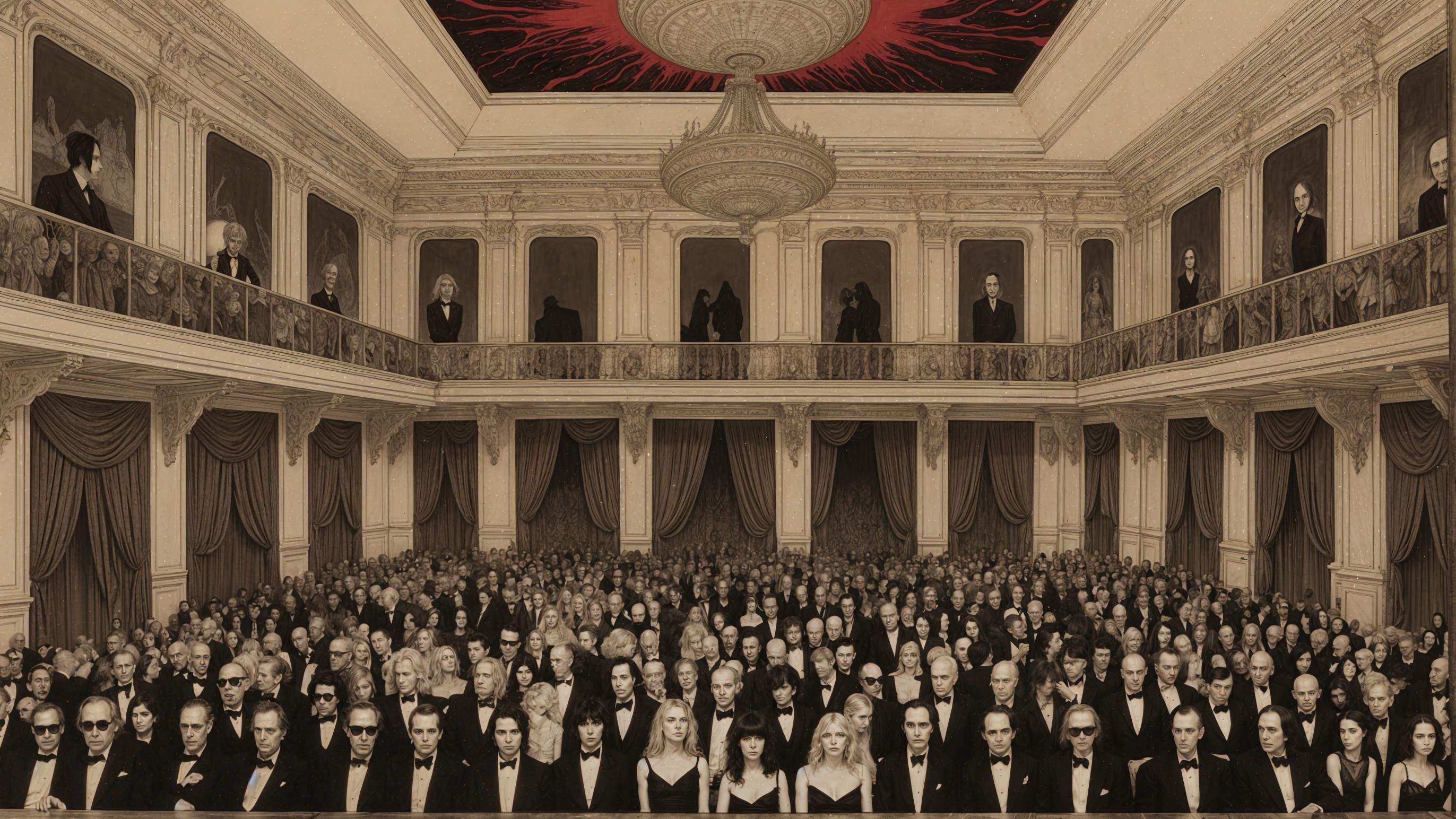 Formal Gathering in an Ornate Grand Hall
