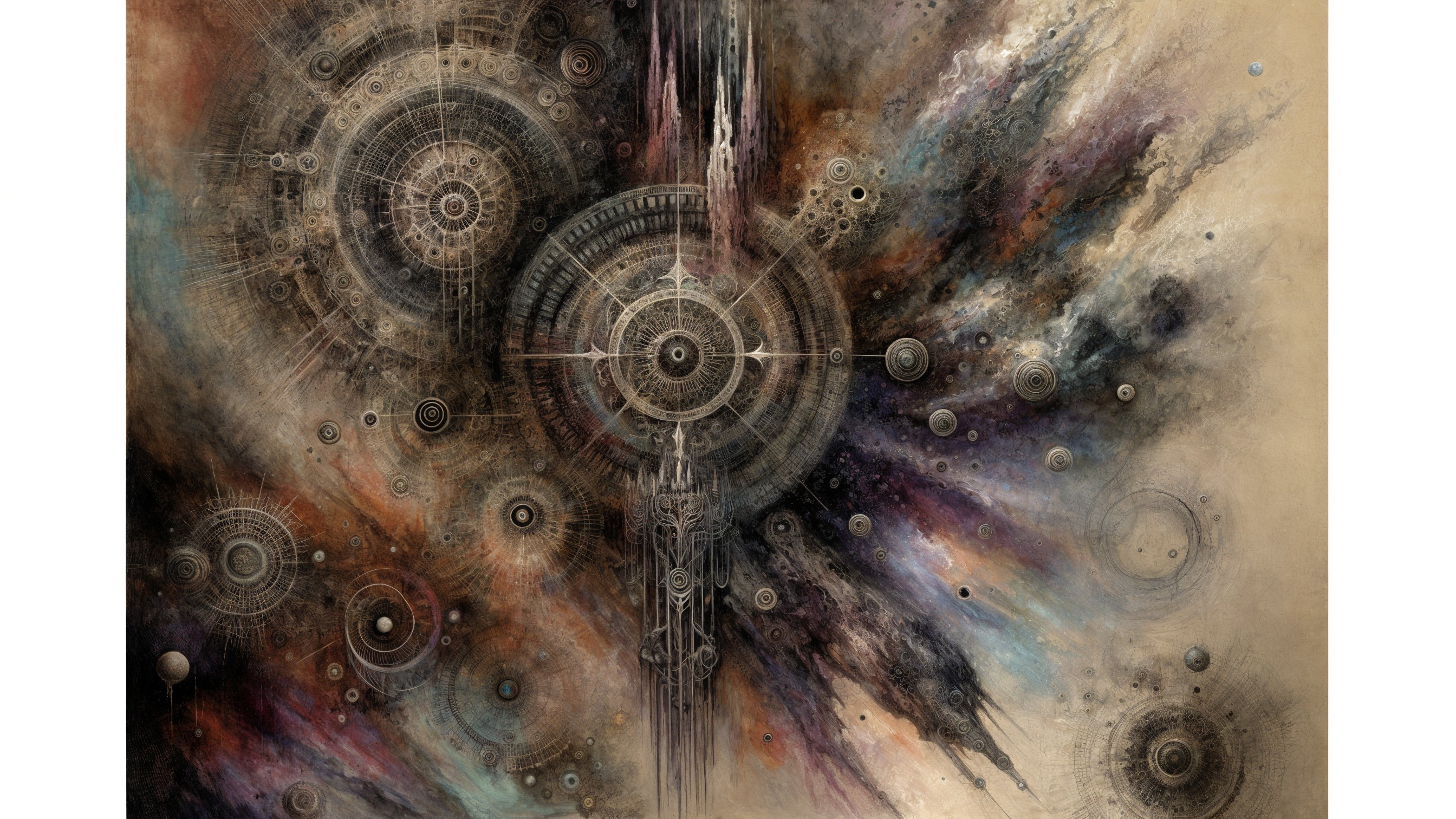 Cosmic Artwork with Swirling Colors and Patterns