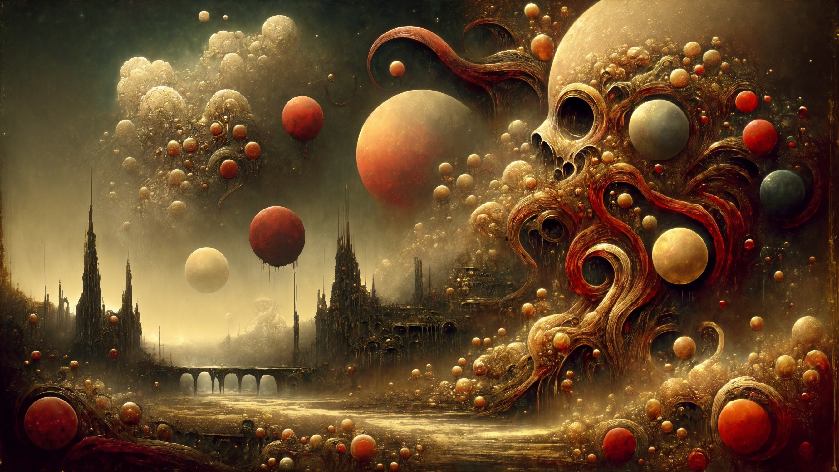 Surreal Cosmic Landscape with Celestial Elements