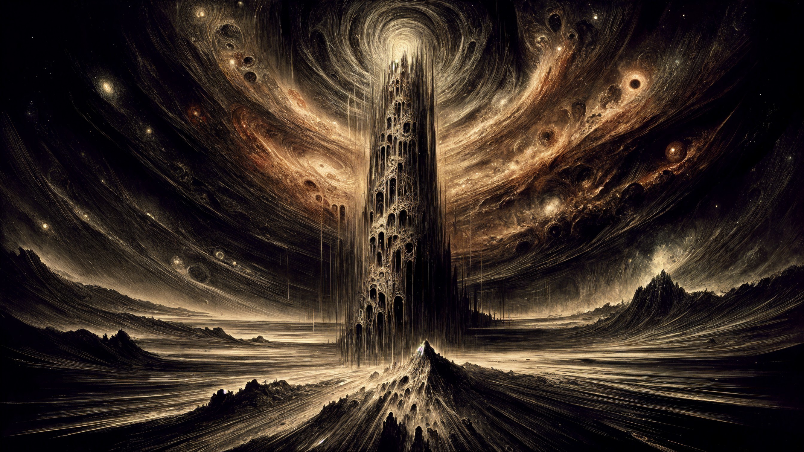 Towering Structure Against Cosmic Backdrop with Galaxies