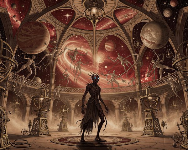 Dark Fantasy Steampunk Observatory with Alien Elements