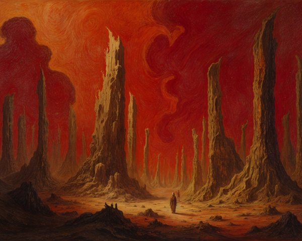 Dramatic Landscape with Towering Rocky Formations