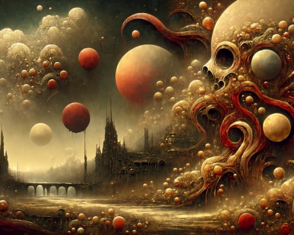 Surreal Cosmic Landscape with Celestial Elements