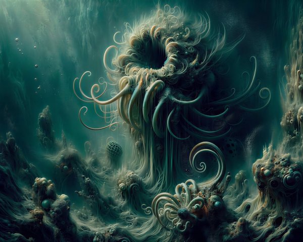 Ethereal Bioluminescent Aquatic Abyss Digital Art