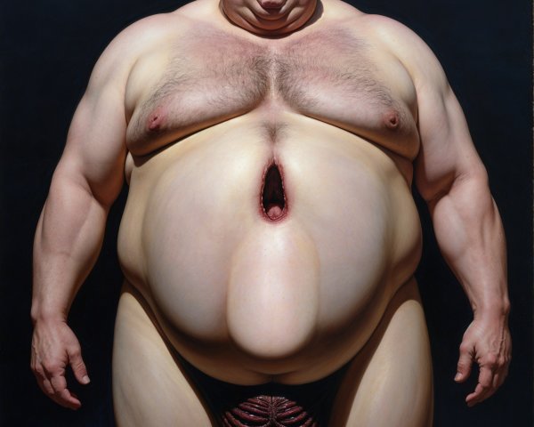 Nude Figure with Exaggerated Features and Expression