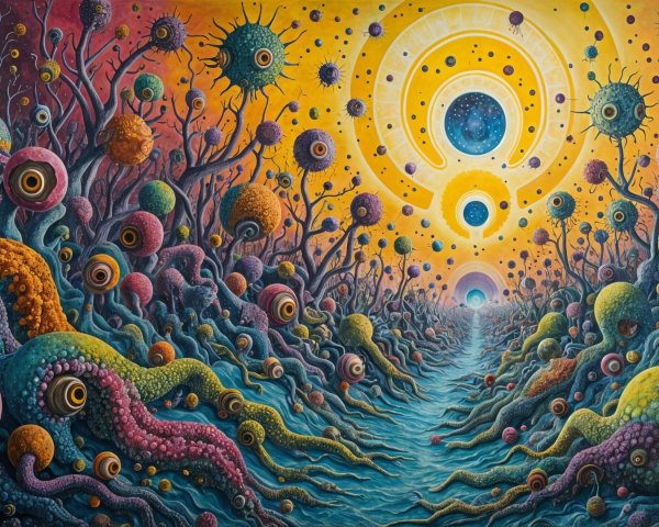 Surreal Landscape with Colorful Organic Forms