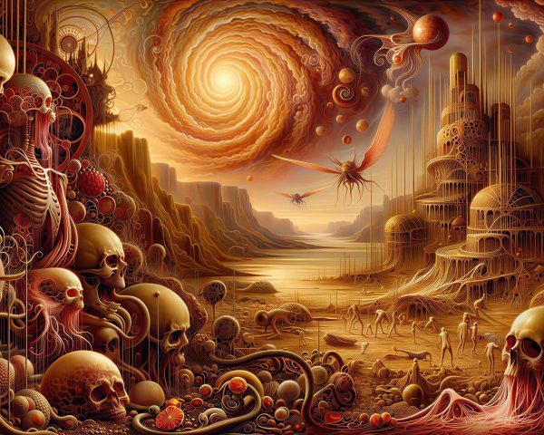 Surrealistic Otherworldly Landscape in Warm Earth Tones
