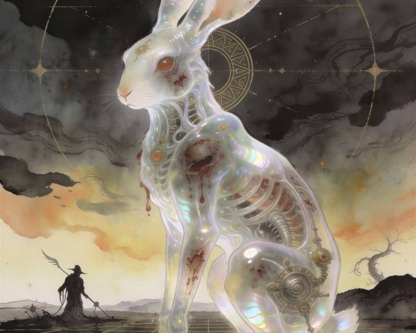 Luminous Ethereal Rabbit in Cosmic Digital Art
