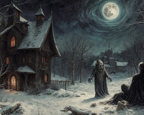 Sinister Encounter on a Snowy Winter Night