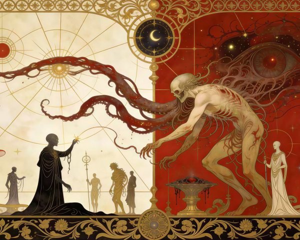 Psychedelic Fantasy Illustration of Life and Death Duality