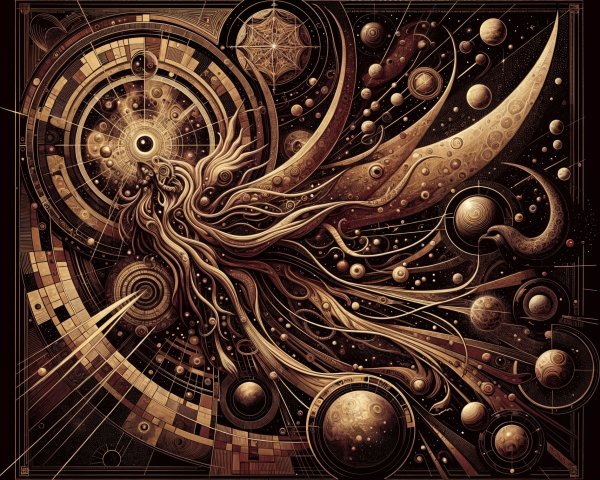 Cosmic Artwork Featuring Celestial Elements and Patterns