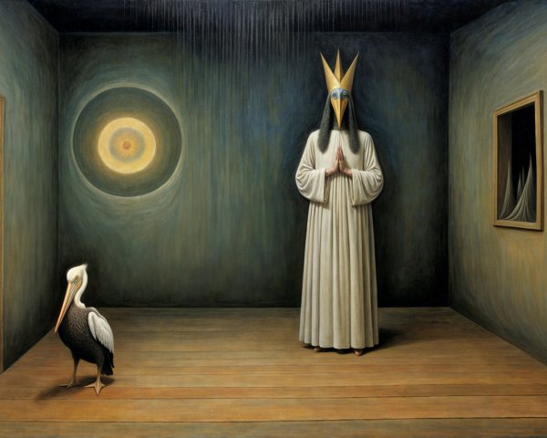 Surreal Scene with Figure in Robe and Ethereal Light