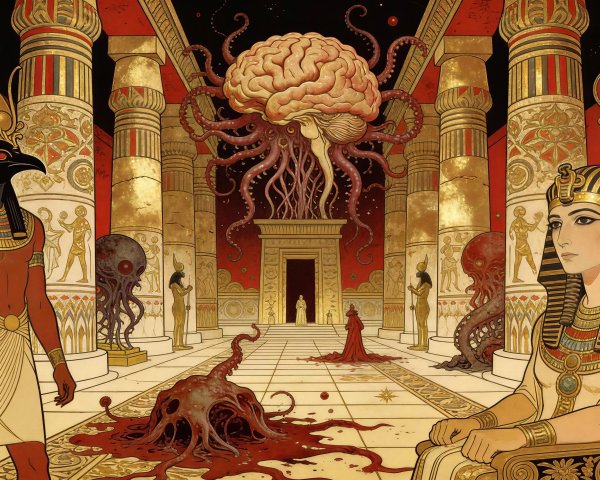 Ancient Egyptian Temple with Cosmic Horror Elements