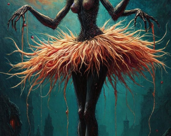 Ethereal Figure with Twisted Hair and Flame Tutu