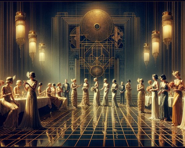 1920s Ballroom Scene with Art Deco Elegance